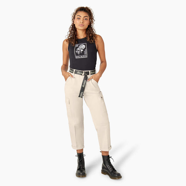 Women's Relaxed Fit Cropped Cargo Pants - Stone Whitecap Gray (SN9) image number 5
