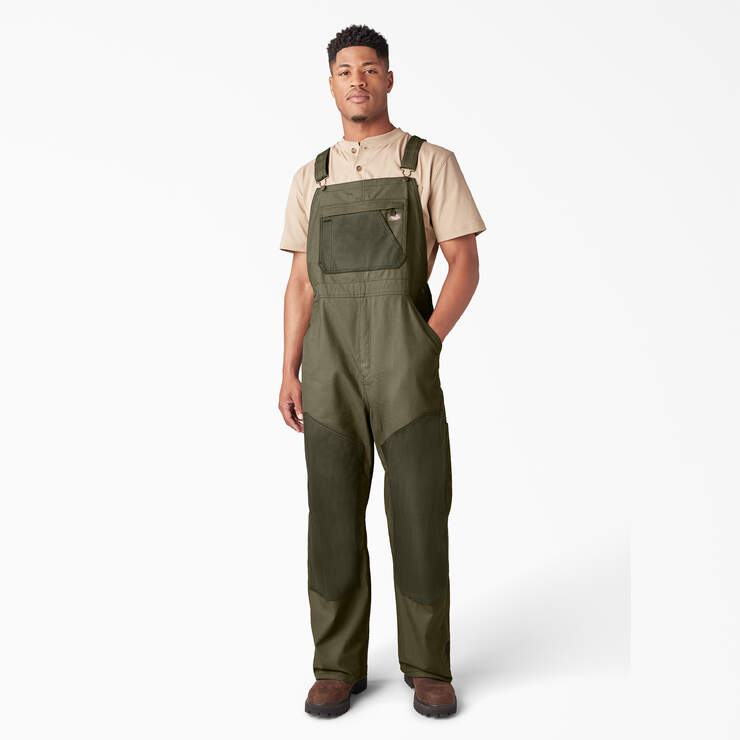 Waxed Canvas Double Front Bib Overalls - Moss Green (MS) image number 1
