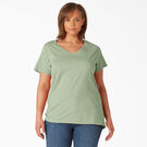 Women&#39;s Plus Short Sleeve V-Neck T-Shirt - Celadon Green &#40;C2G&#41;