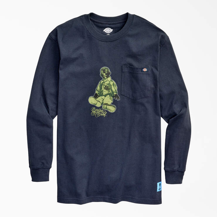 Estevan Oriol x Dickies Green El Triste Long Sleeve T-Shirt - Dark Navy (DN) image number 1