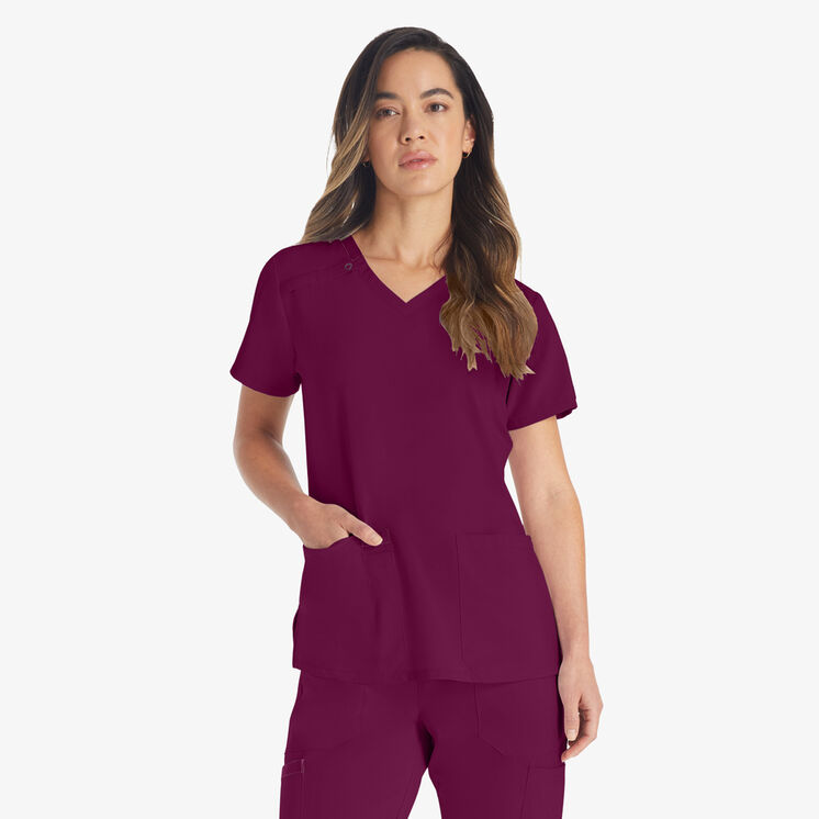 Women&#39;s EDS Essentials V-Neck Scrub Top - Wine &#40;WIN&#41;