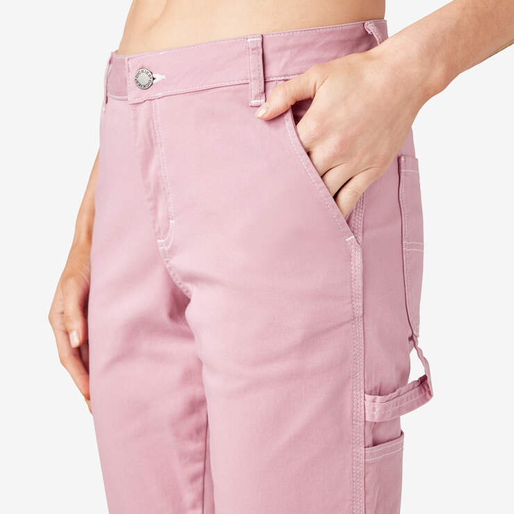 Women's Slim Straight Fit Roll Hem Carpenter Pants - Foxglove (F2G) image number 7