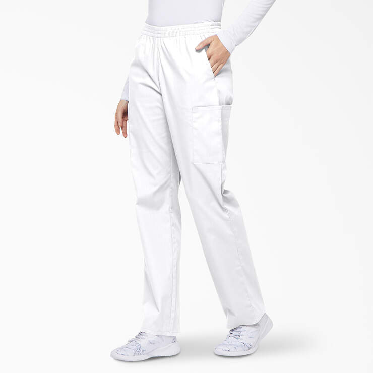 Women's EDS Signature Tapered Leg Cargo Scrub Pants - White (DWH) image number 3