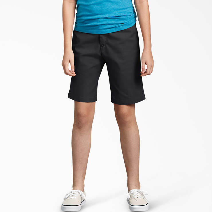 Girls' FlexWaist® Slim Fit Flat Front Shorts (Plus), 10.5 - 16.5 - Black (BK) image number 1