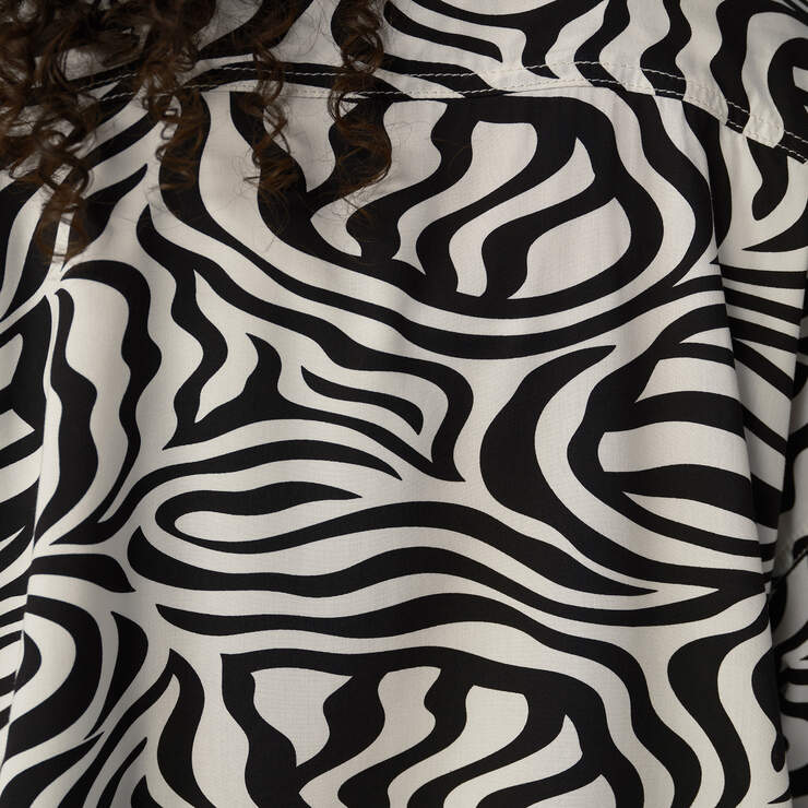 Women's Zebra Print Work Shirt - Black/White (BKWH) image number 7