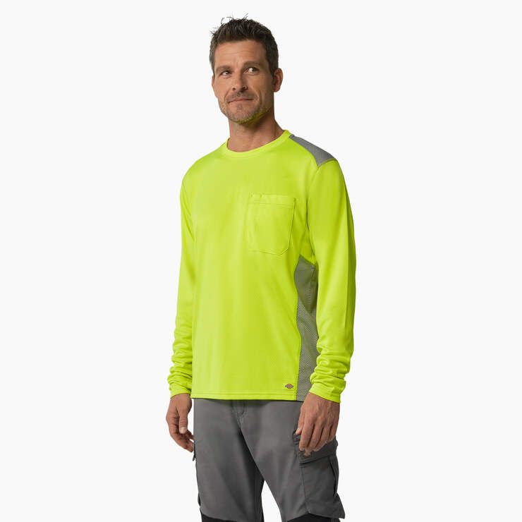 Temp-iQ® 365 Long Sleeve Pocket T-Shirt - Neon Yellow (EW) image number 3