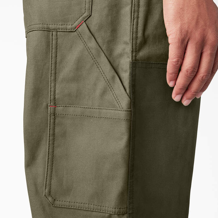 Waxed Canvas Double Front Bib Overalls - Moss Green (MS) image number 7