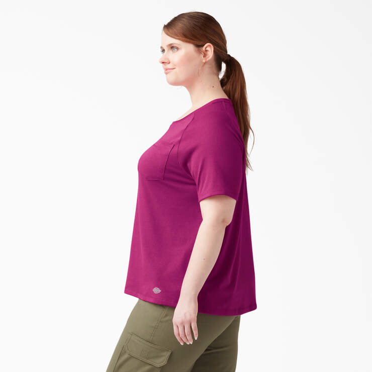Women's Plus Cooling Short Sleeve Pocket T-Shirt - Festival Fuchsia (F2F) image number 3