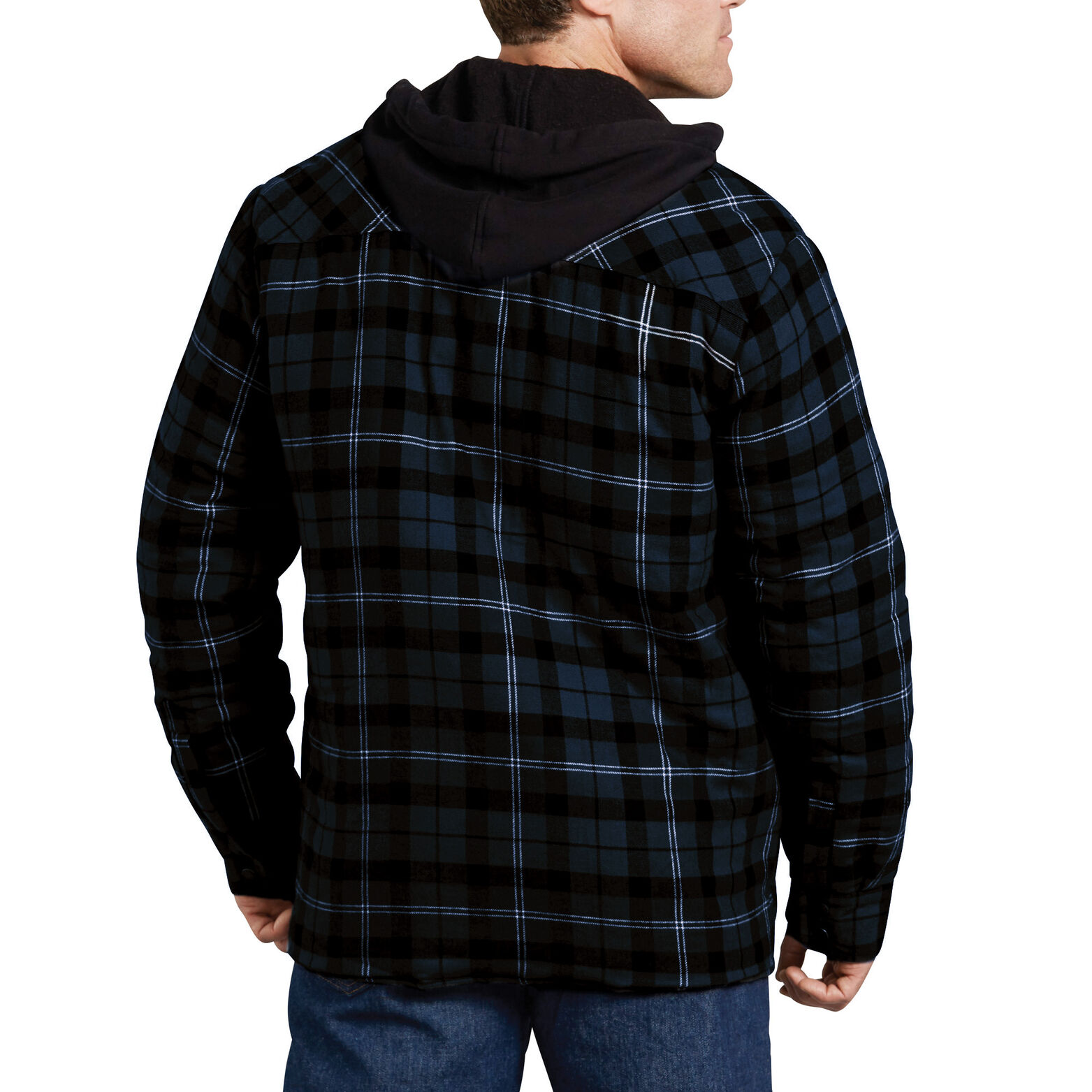 Dickies mens Relaxed Fleece Hooded Flannel Shirt Jacket