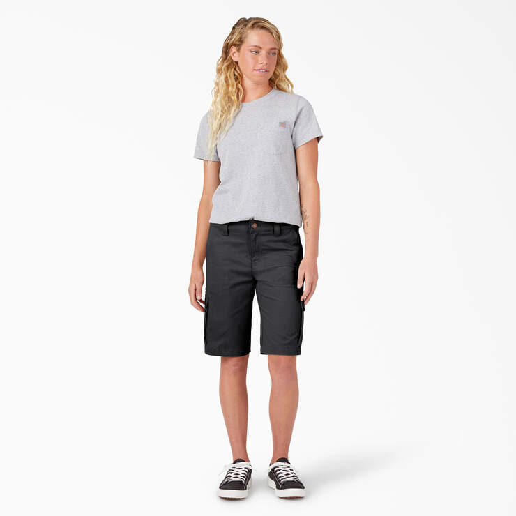 Women's Relaxed Fit Cargo Shorts, 11" - Black (BK) image number 4