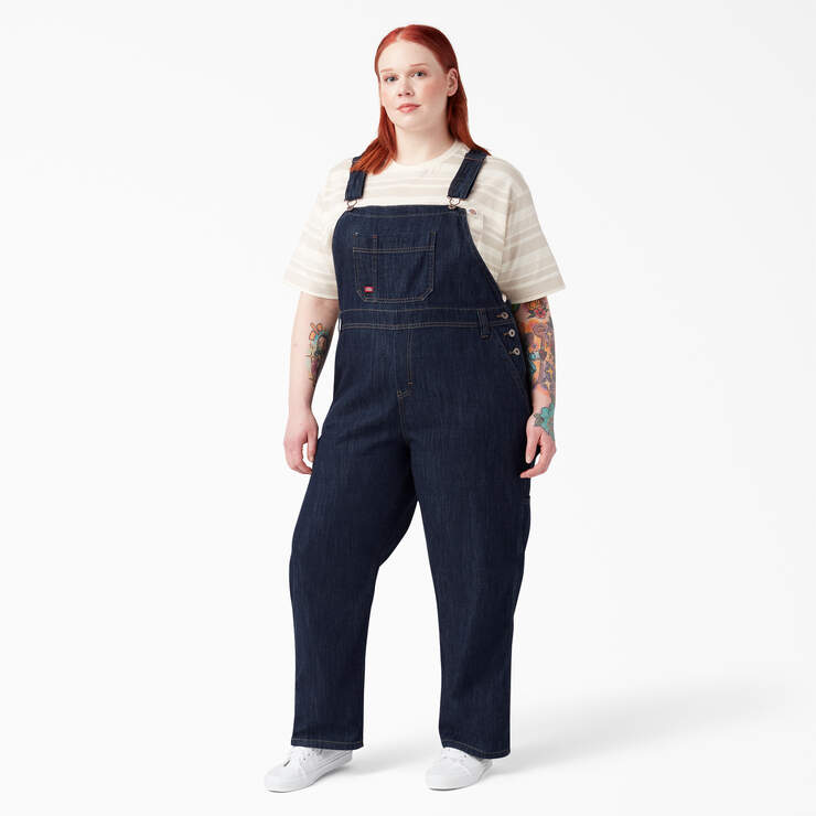 Women's Plus Relaxed Fit Bib Overalls - Dark Indigo (DIB) image number 5