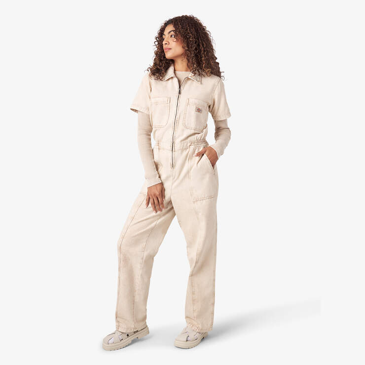 Women’s Newington Duck Canvas Coveralls - Sandstone Overdyed Acid Wash (AWA) image number 3