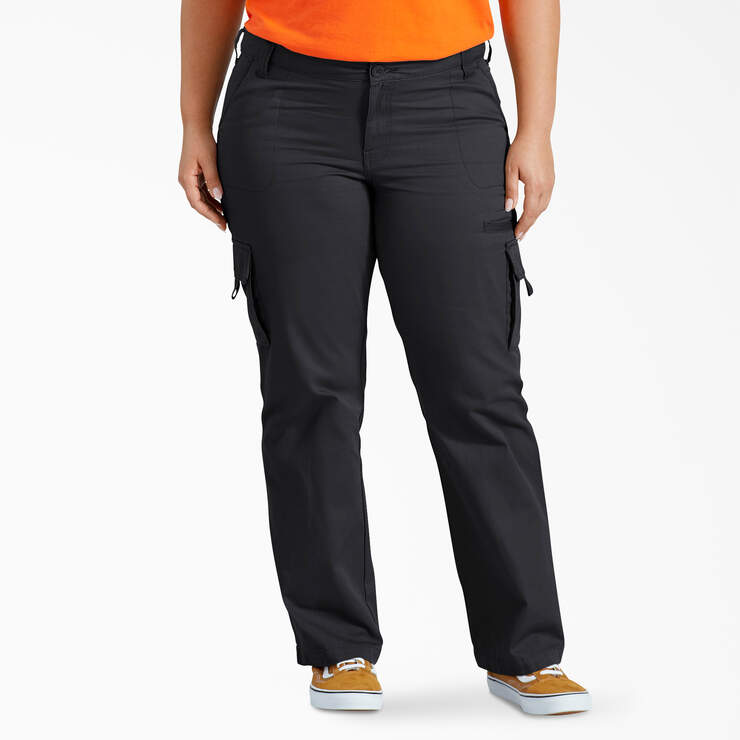 Women's Plus Relaxed Fit Cargo Pants - Rinsed Black (RBK) image number 1