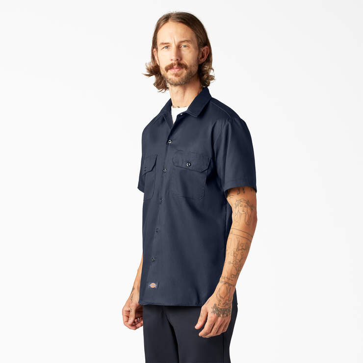 FLEX Slim Fit Short Sleeve Work Shirt - Dark Navy (DN) image number 3