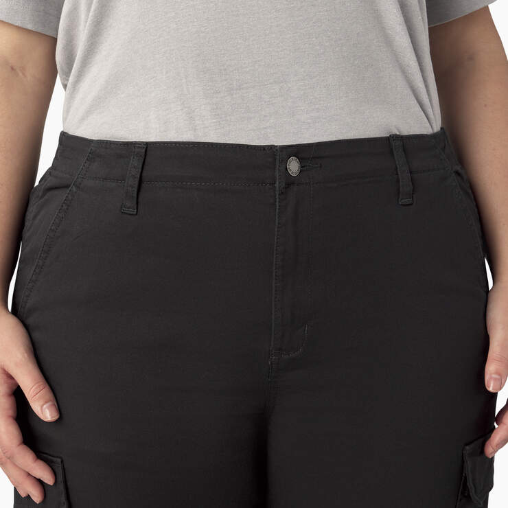 Women's Plus High Rise Fit Cargo Pants - Black (BKX) image number 7