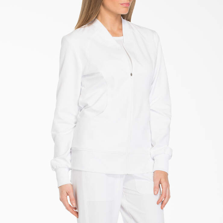 Women's Dynamix Zip Front Scrub Jacket - White (DWH) image number 4
