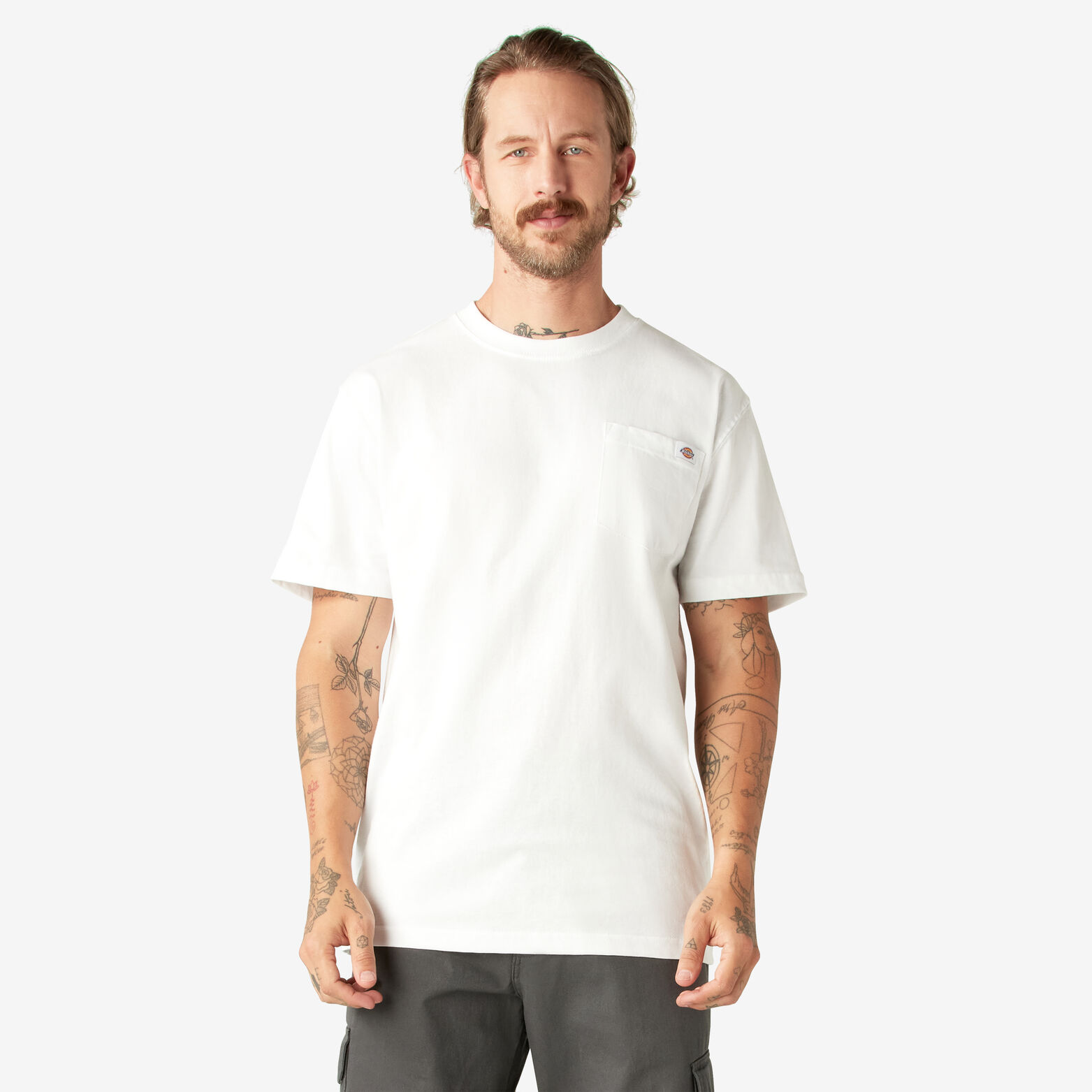 Short Sleeve Heavyweight Crew Neck T Shirt White | Mens Shirts | Dickies