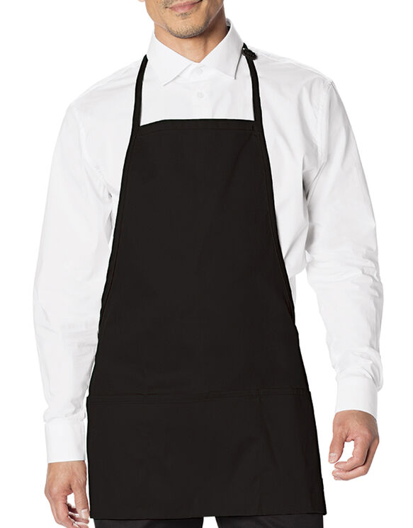 Unisex Bib Apron with Adjustable Neck and 3 Pockets - BLACK (BLK)