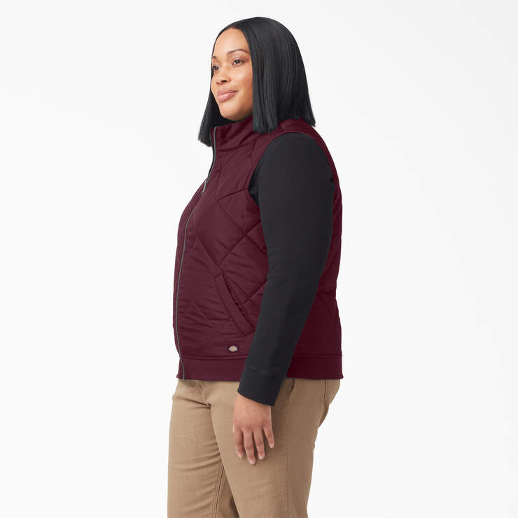 Women’s Plus Quilted Vest - Burgundy (BY) image number 3