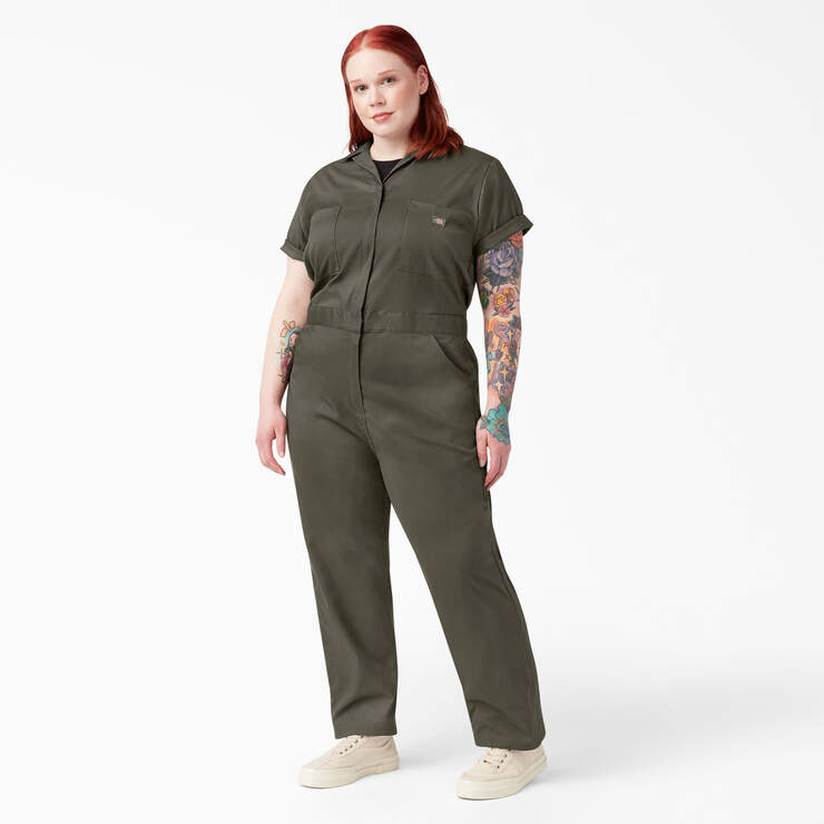 Women's Plus FLEX Cooling Short Sleeve Coveralls - Moss Green (MS) image number 5