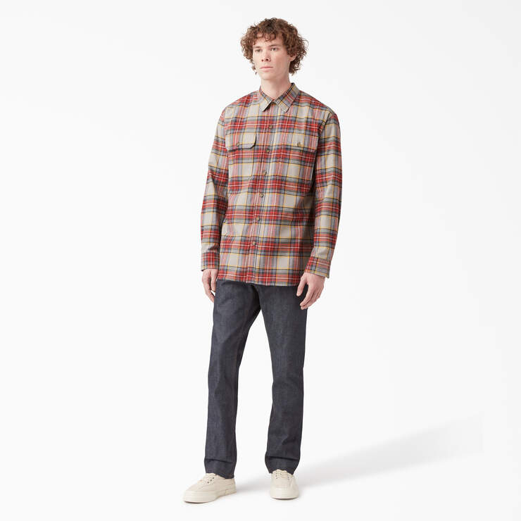Dickies 1922 Flannel Shirt - Gray/Red Plaid (RAE) image number 4
