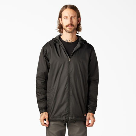 Fleece Lined Nylon Hooded Jacket - Black &#40;BK&#41;