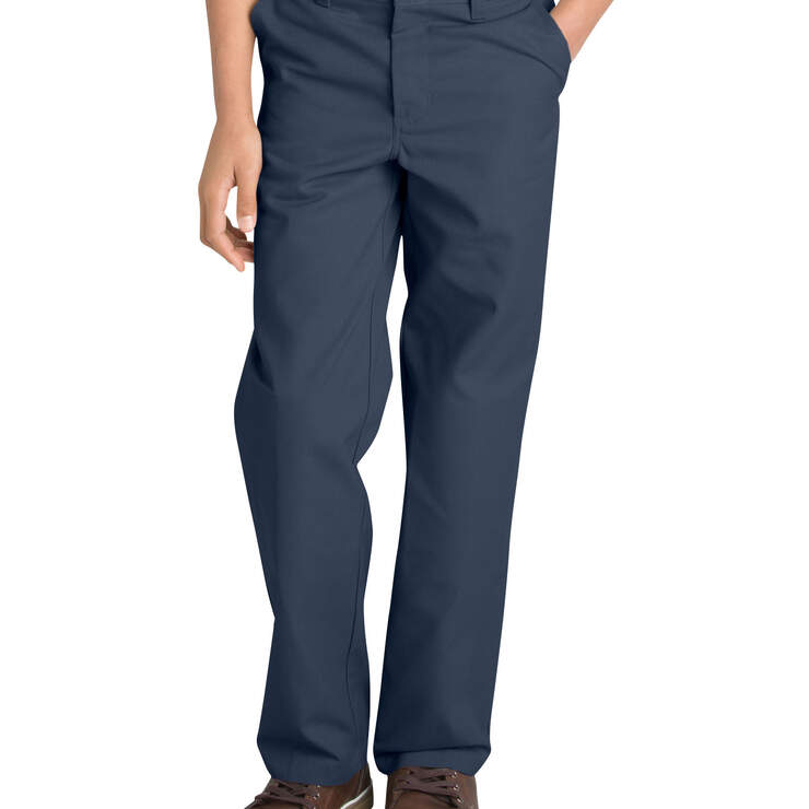 Boys' FlexWaist® Flat Front Pants with Logo, 8-20 - Dark Navy (DN) image number 1