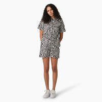 Women’s Regular Fit Zebra Print Shortalls - Ecru/Black (EUQ)