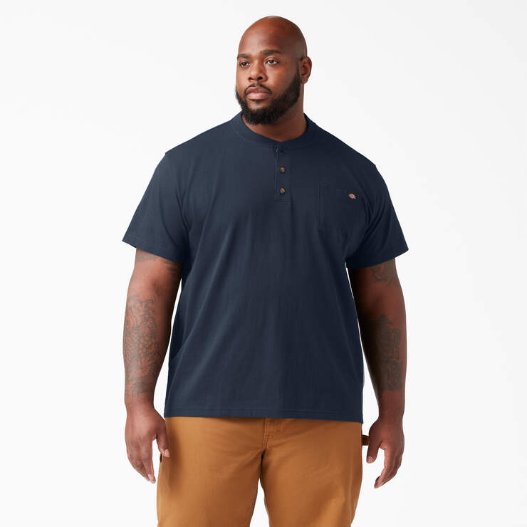 Heavyweight Short Sleeve Henley T-Shirt - Dark Navy (DN) image number 4