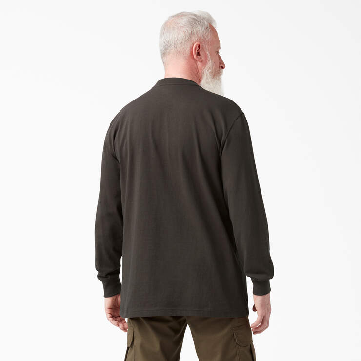 Heavyweight Long Sleeve Henley T-Shirt - Chocolate Brown (CB) image number 2