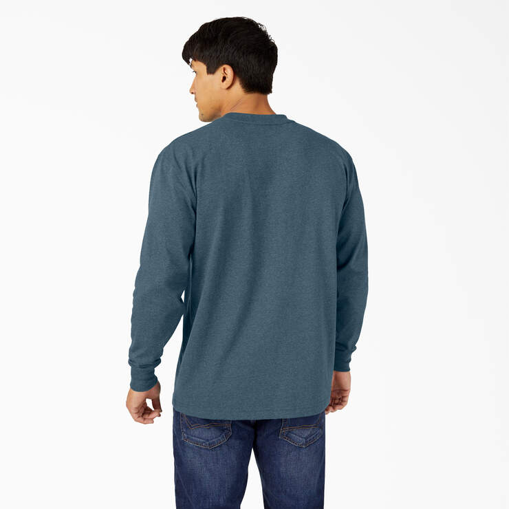 Heavyweight Heathered Long Sleeve Pocket T-Shirt - Baltic Blue (BUD) image number 2