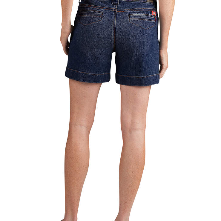 Women's Relaxed Fit 5" Stretch Denim Utility Shorts - Rinsed Indigo Blue (RNB) image number 2