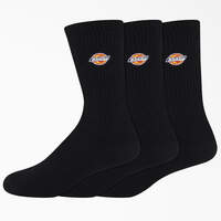 Dickies Embroidered Crew Socks, Size 6-12, 3-Pack - Black (BK)