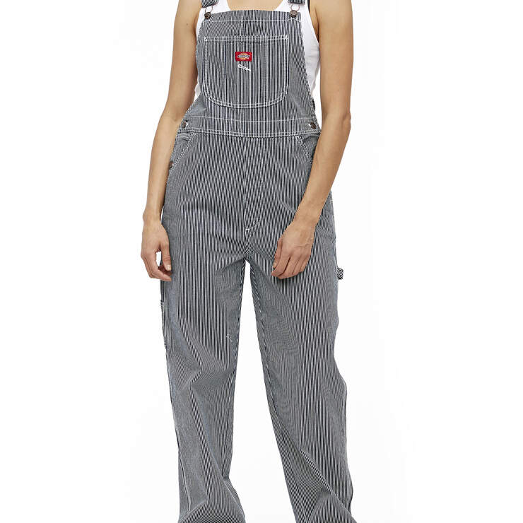 Dickies Girl Juniors' Hickory Stripe Overalls - Hickory Stripe (HS) image number 1