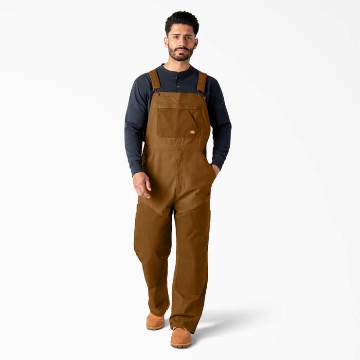 Waxed Canvas Double Front Bib Overalls - Brown Duck (BD) image number 1