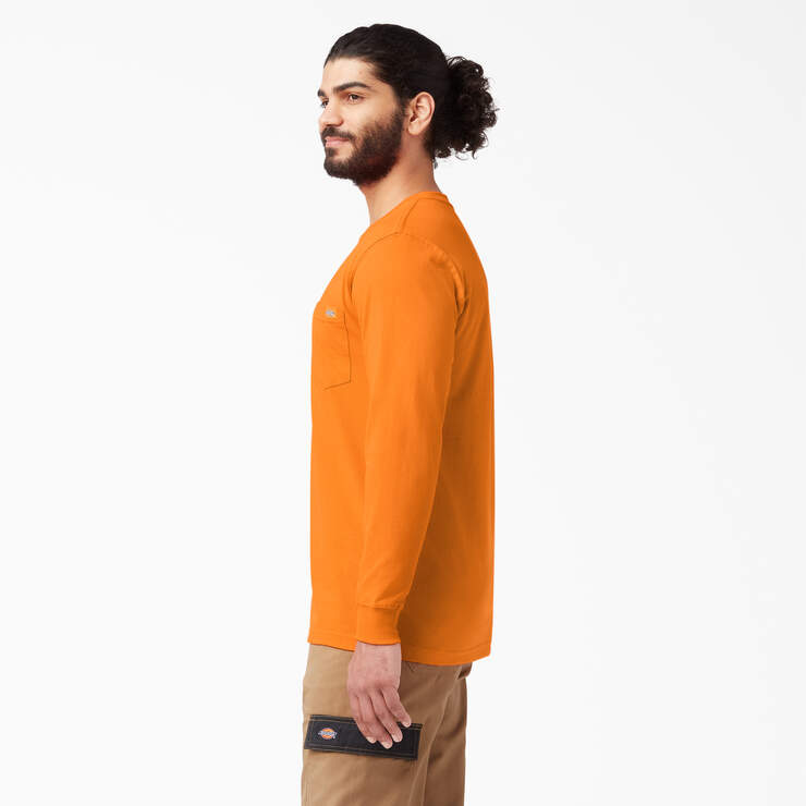 Heavyweight Long Sleeve Pocket T-Shirt - Orange (OR) image number 3