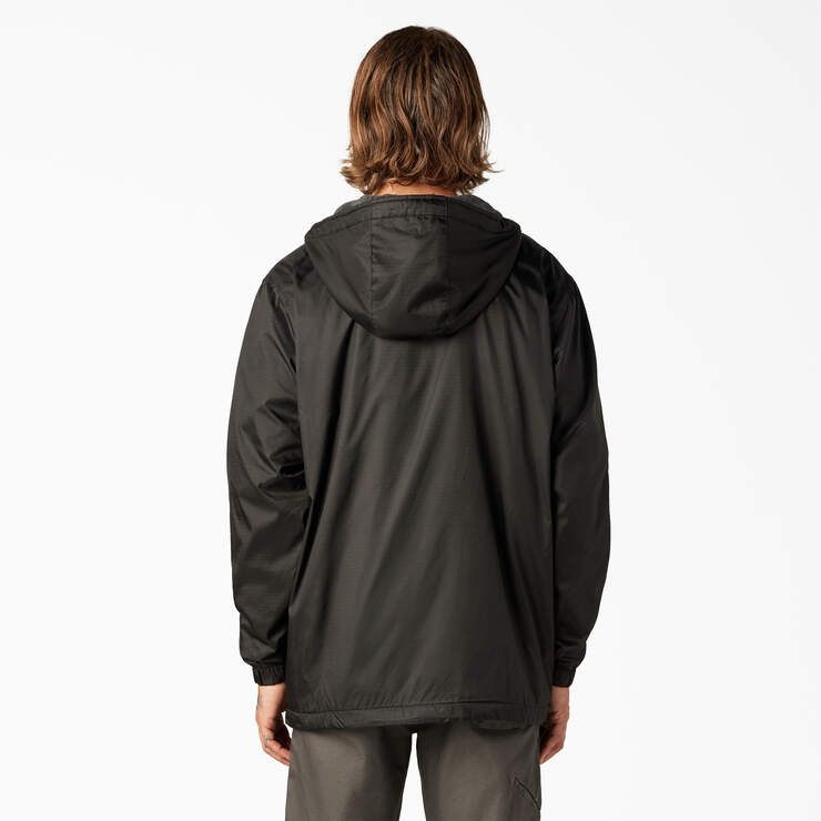 Fleece Lined Nylon Hooded Jacket - Black (BK) image number 2