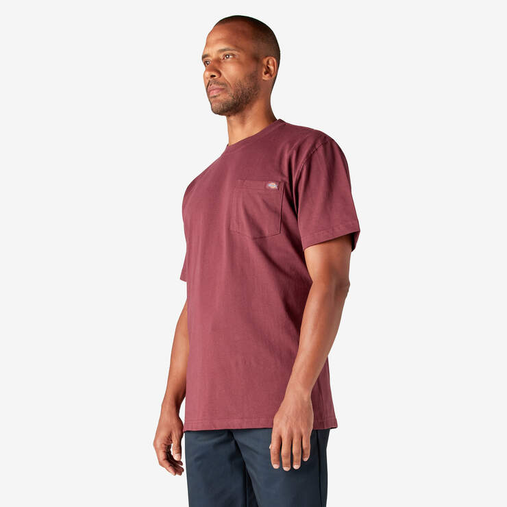 Heavyweight Short Sleeve Pocket T-Shirt - Burgundy (BY) image number 3