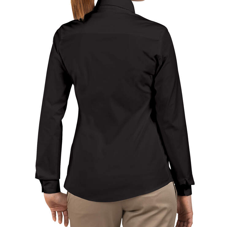 Dickies Girl Juniors' Long Sleeve Button-Down Shirt - Black (BLK) image number 2
