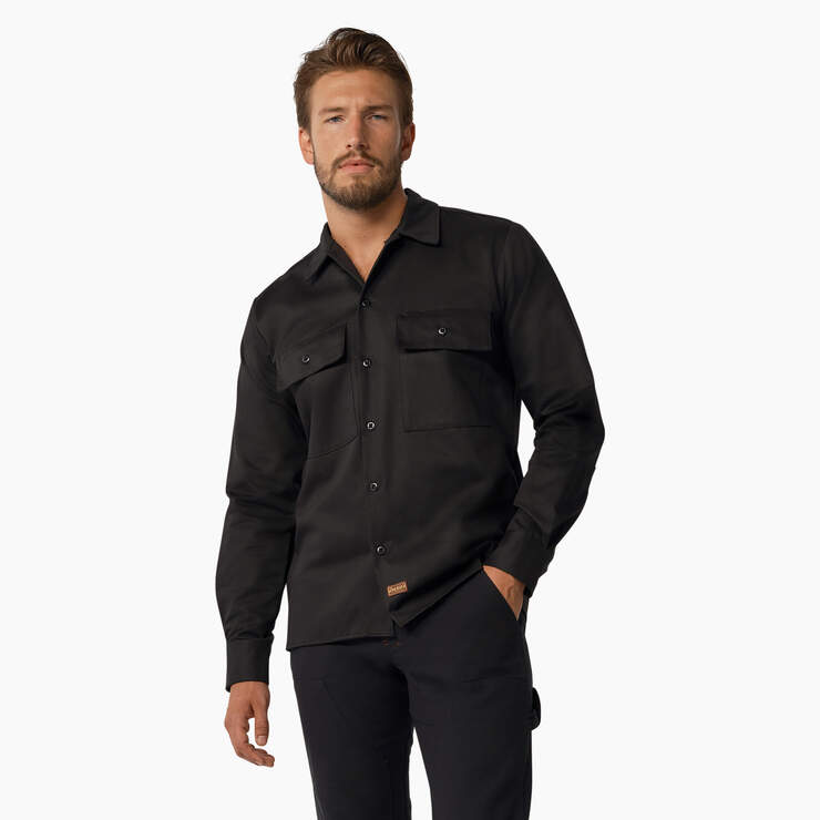 Dickies 1922 Premium Twill Long Sleeve Shirt - Rinsed Black (RBK) image number 1