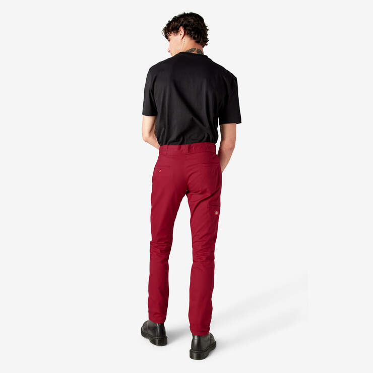 Skinny Fit Double Knee Work Pants - English Red (ER) image number 6