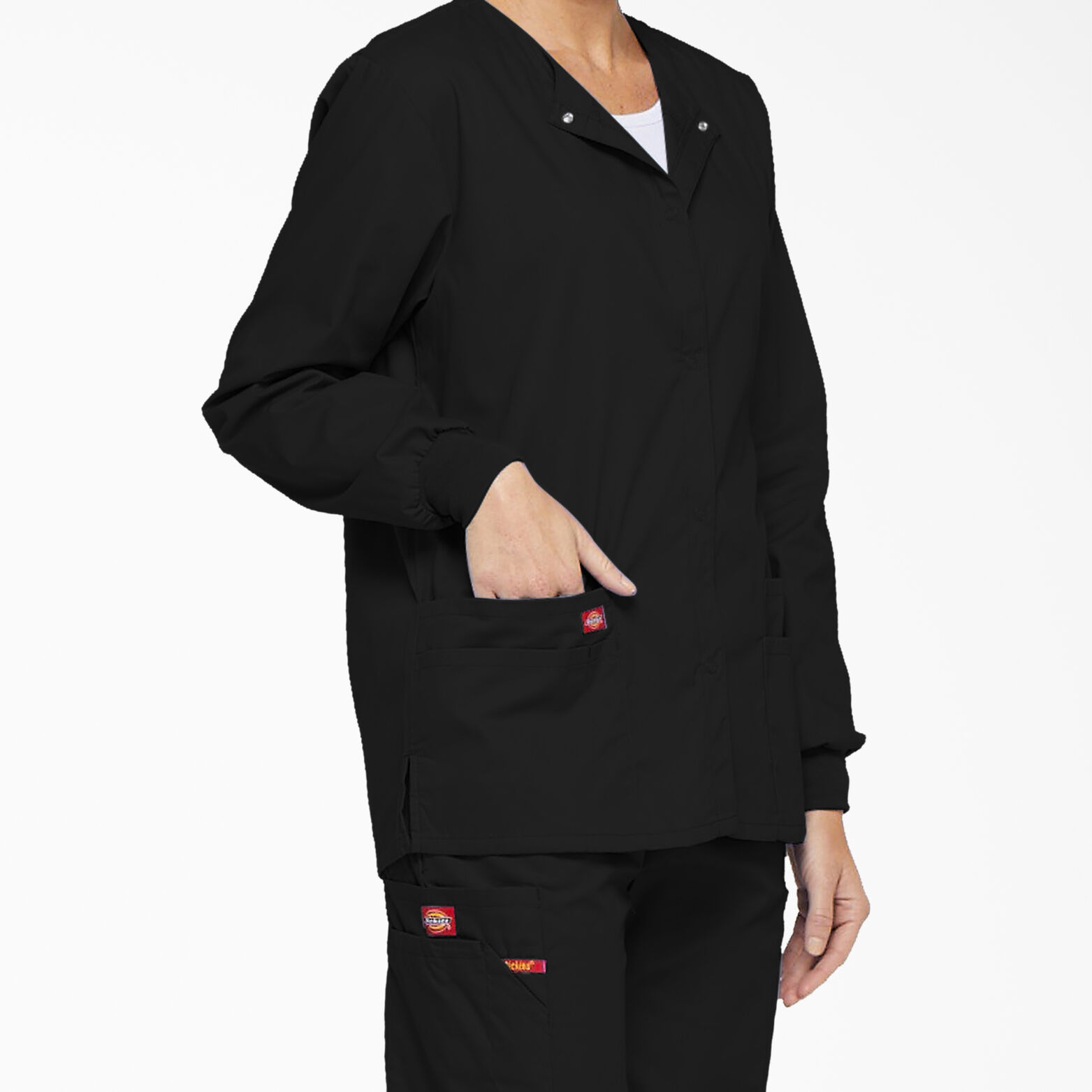 Women's EDS Signature Snap Front WarmUp Scrub Jacket , Black Womens