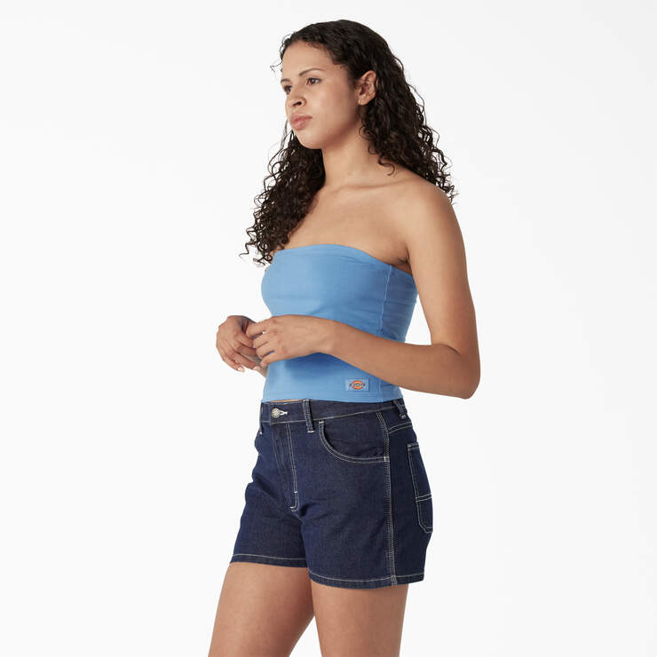 Women's Knit Tube Top - Azure Blue (AB2) image number 3