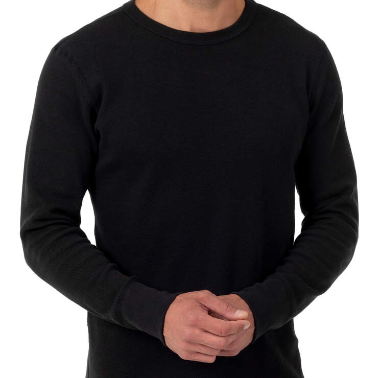 Men's Heavyweight Long Johns Thermal Underwear Top - Black (BK) image number 1