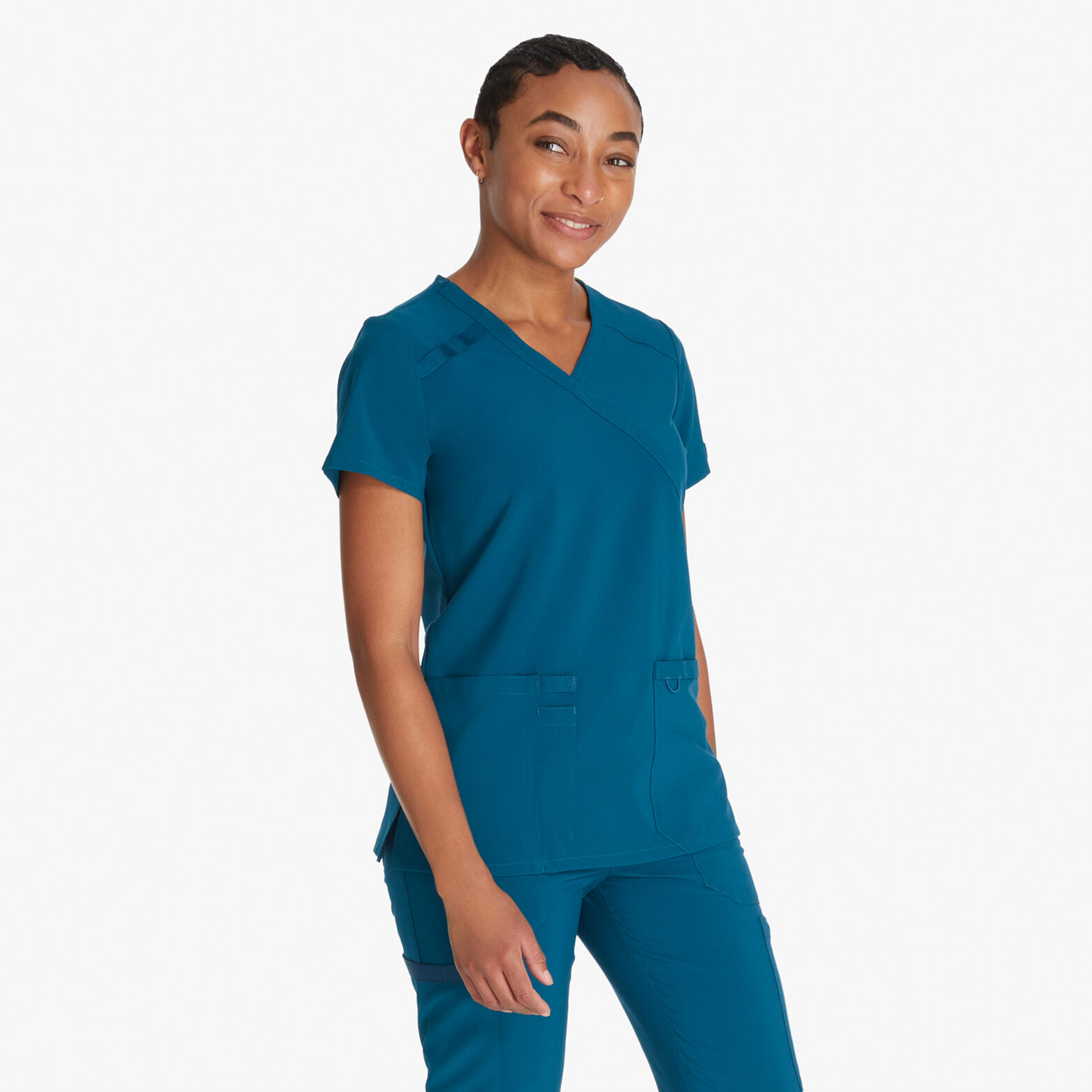 Download Women's EDS Mock Wrap Scrub Top , Caribbean Blue 4XL | Dickies