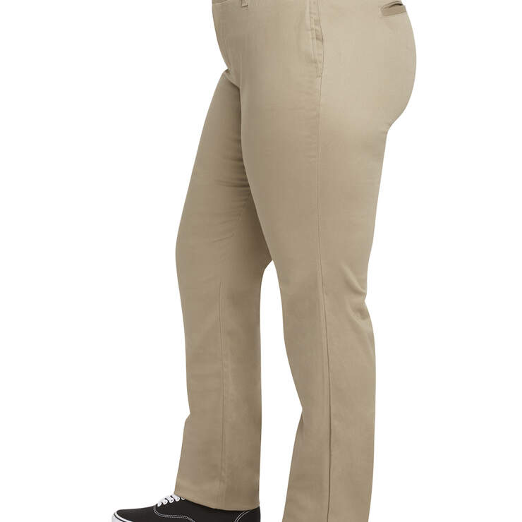Dickies Girl Juniors' Plus 4-Pocket Straight Leg Pants - Khaki (KHA) image number 3