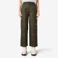 Women’s Relaxed Fit Double Knee Pants - Military Green (ML)
