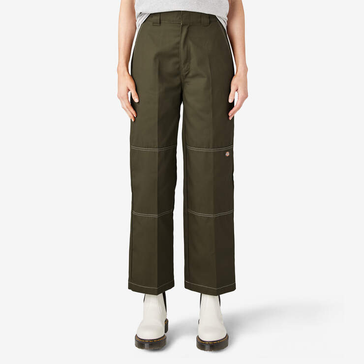 Women’s Relaxed Fit Double Knee Pants - Military Green (ML) image number 1