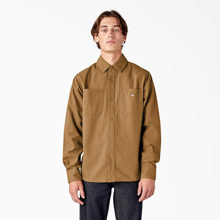 Duck Canvas Long Sleeve Utility Shirt - Stonewashed Brown Duck (SBD) image number 1