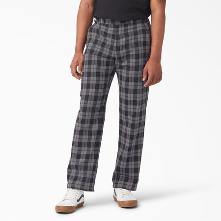 Flat Front Plaid Pants - Wine/Black Plaid &#40;BPE&#41;